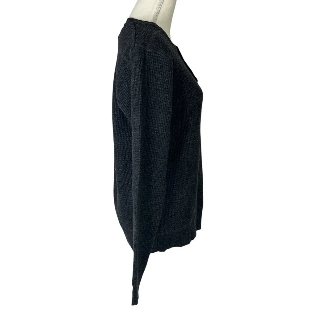 Schott Button Henley Sweater in Black Small New Mens Long Sleeve Top